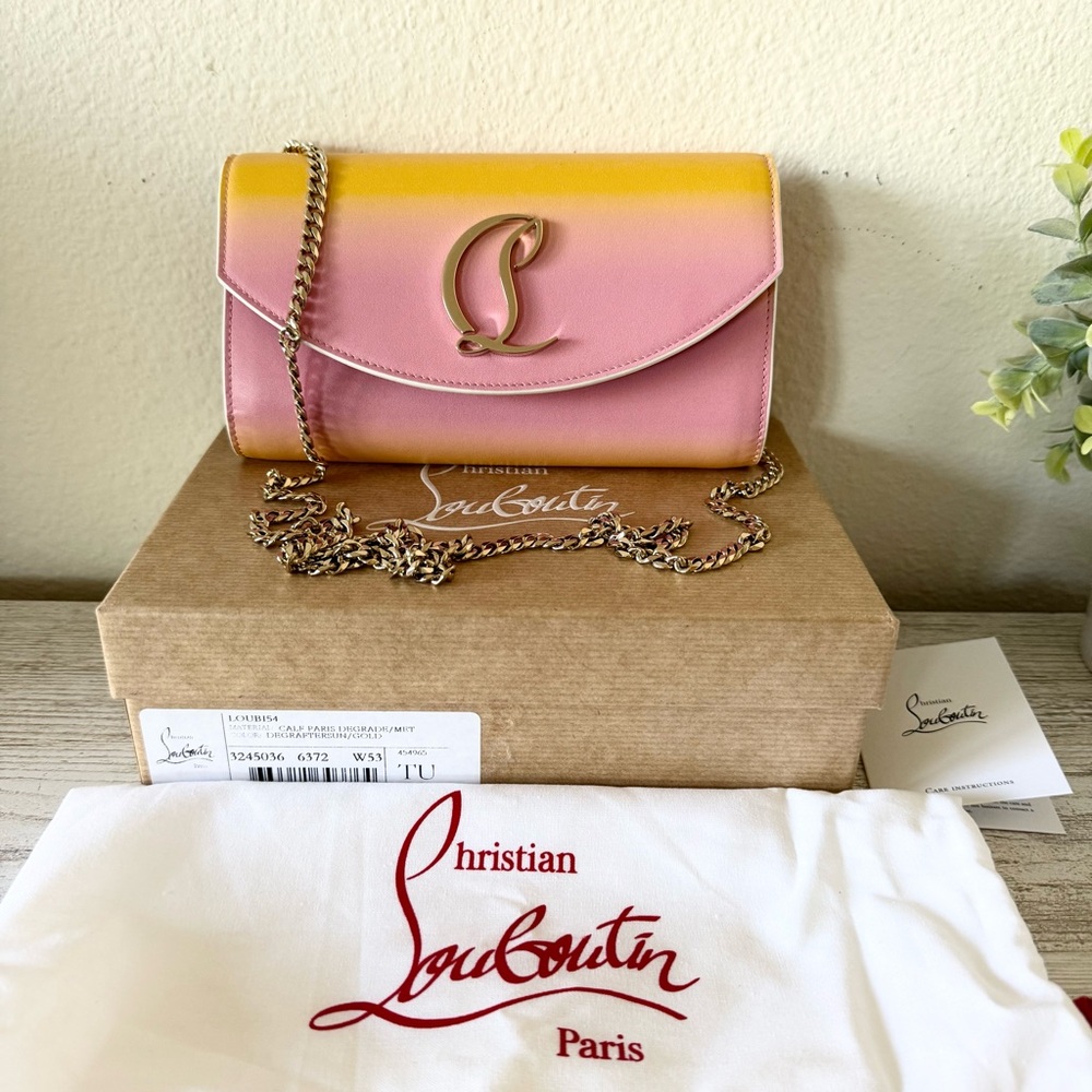 New Christian Louboutin Loubi54 crossbody leather mini bag, clutch on chain